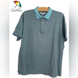 🩵ARNOLD PALMER Teal Patterned Polo Shirt